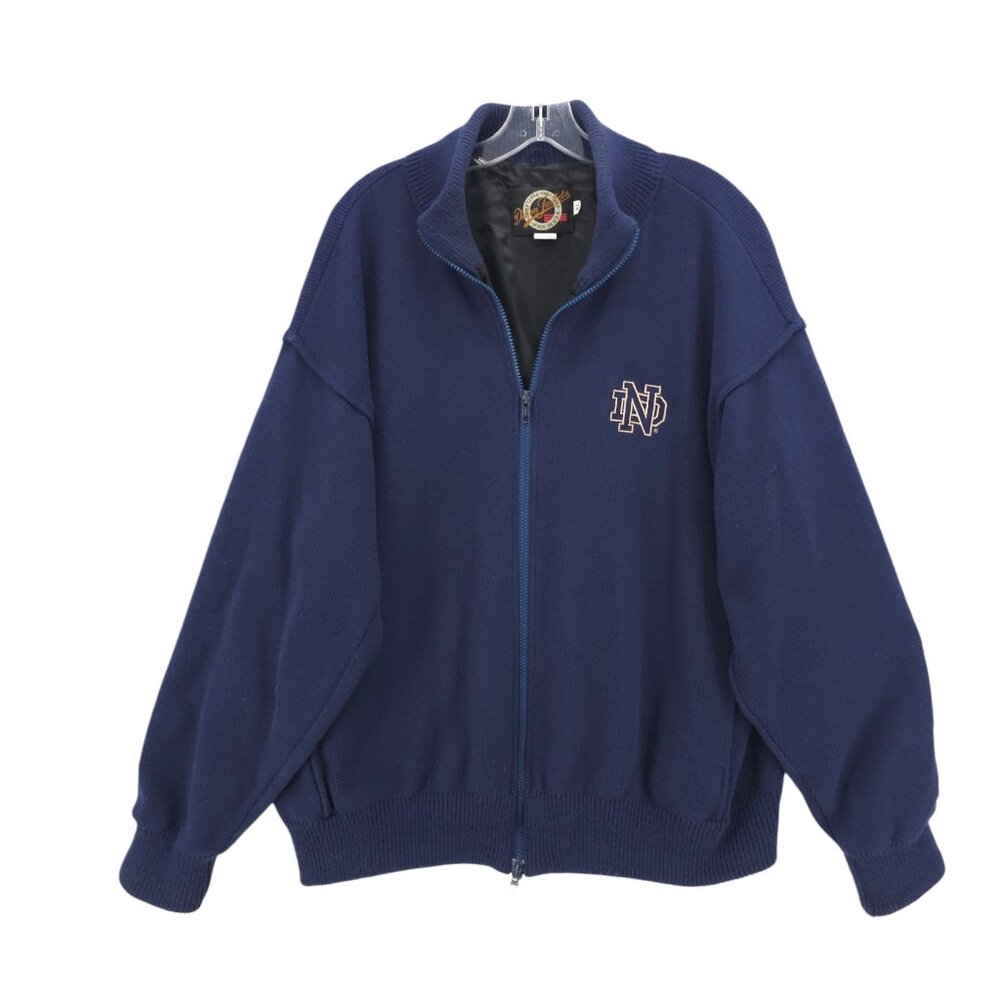 Dehen 1920 Navy Blue Norte Dame Varsity Knit Jacket Men's XL